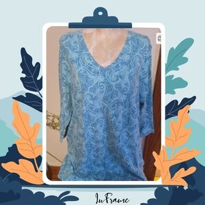 Woman Within Light Blue Paisley V-Neck Tunic Size 14/16
